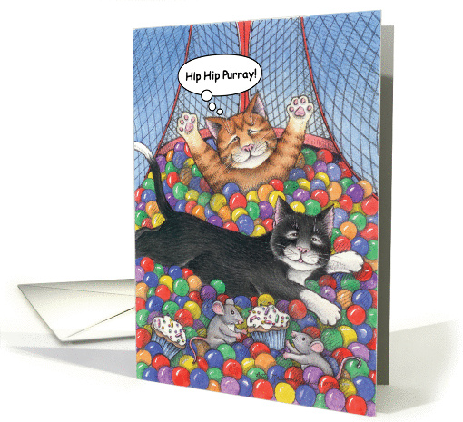 Cats Colored Ball Playroom Birthday (Bud & Tony) card (1141728)