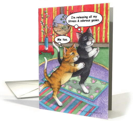 Cats Yoga Humor Birthday (Bud & Tony) card (1142298)