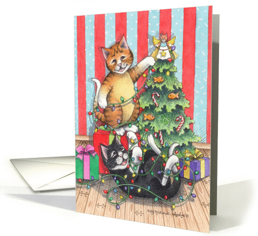 Christmas Tree Lights Cats (Bud & Tony) card (1171328)