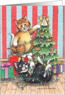 Christmas Tree Lights Cats (Bud & Tony) card