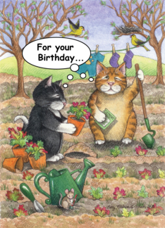 Birthday Garden Cats...