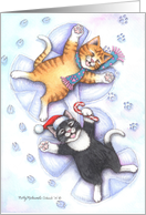 Christmas Snow Angel Cats (Bud & Tony) card