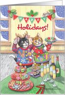 Ugly Christmas Sweater Cats Happy Holidays! (Bud & Tony) card