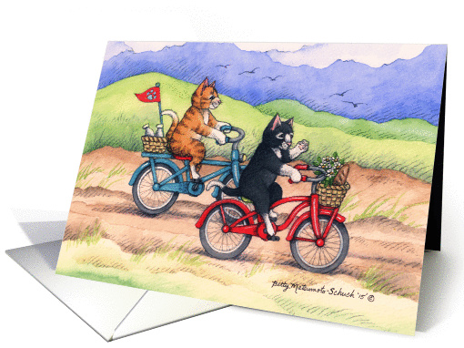Bicycle Riding Cats Birthday (Bud & Tony) card (1431052)