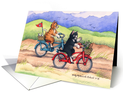 Bicycle Riding Cats Birthday (Bud & Tony) card (1431052)