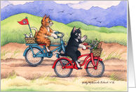 Bicycle Riding Cats Birthday (Bud & Tony) card