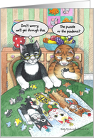 Puzzle & Pandemic Cats Bud & Tony Be Well Encouragement card