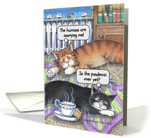 Coronavirus Cats Thinking Of You Encouragement Humor card (1632398)
