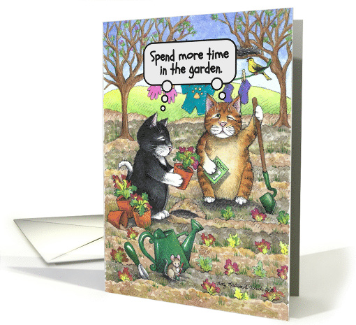 Coronavirus Gardening Cats Encouragement Humor card (1632764)