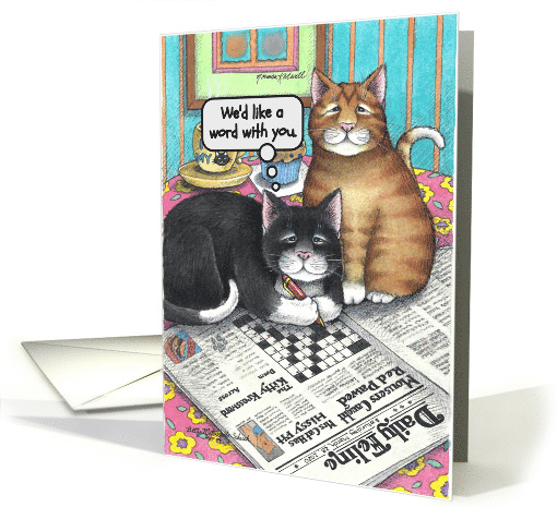 Coronavirus Crossword Puzzle Cats Encouragement Humor card (1632774)