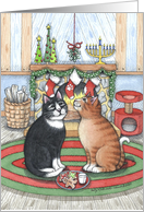 Chrismukkah Hanukkah and Christmas Cats Holiday Greeting card