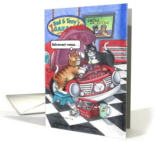 Retirement Auto Mechanic Cats card (1656914)