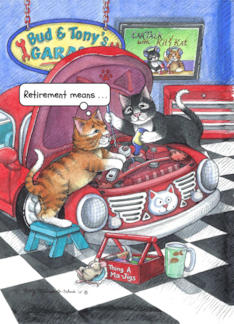 Retirement Auto Mechanic Cats