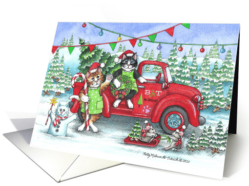 Red Truck Cats Bud and Tony Christmas card (1713028)