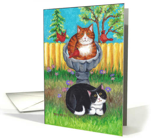 Bud and Tony Cats in Birdbath card (1758460)