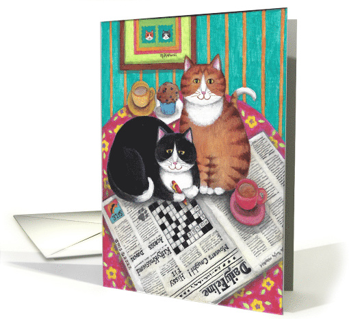 Bud and Tony Cats Crossword Puzzle Birthday card (1762054)