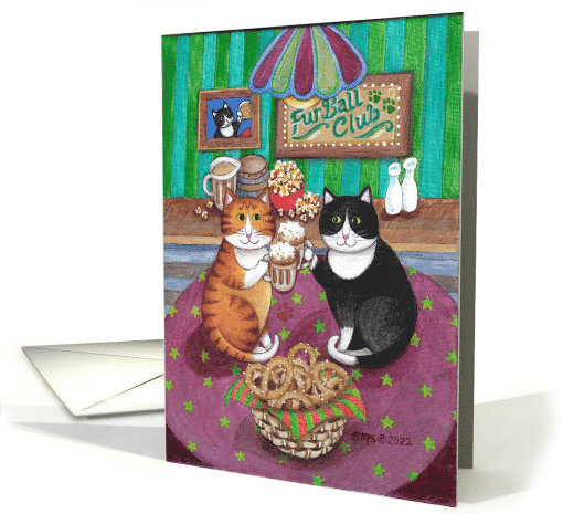 Bud and Tony Cats Beer Pub Birthday card (1762082)