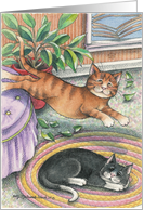 Bad Cat Pouncing Encouragement (Bud & Tony) card