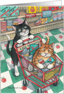 Cats Grocery Shopping Friendship (Bud & Tony) card