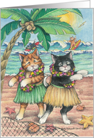 Cats Doing Hawaiian Hula Birthday (Bud & Tony) card