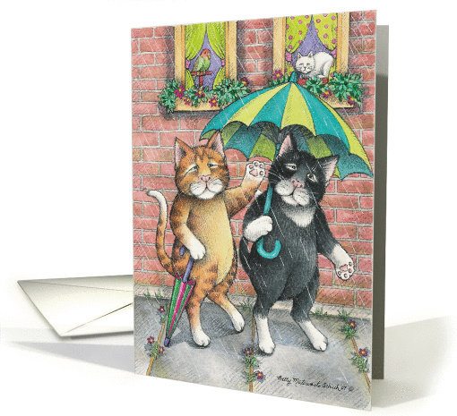 Cats W/Umbrella Get Well (Bud & Tony) card (369200)