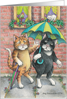 Cats W/Umbrella Get Well (Bud & Tony) card
