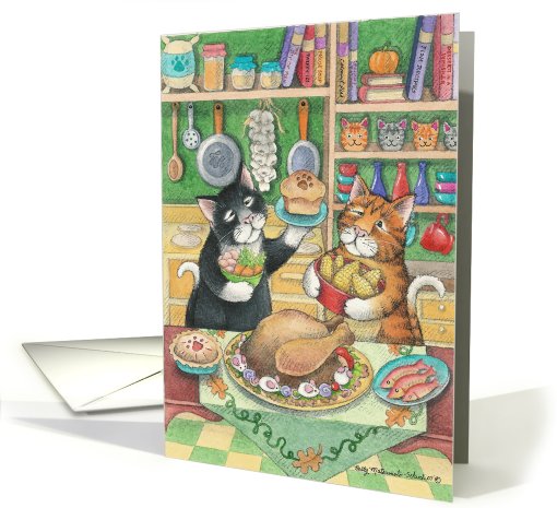 Cats W/Turkey Thanksgiving (Bud & Tony) card (369244)