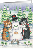 Cats W/Snowman & Mice Christmas (Bud & Tony) card