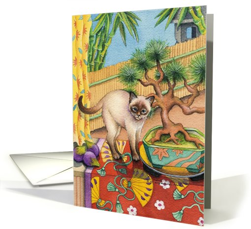 Siamese Cat & Bonsai Tree Thank You EK #4 card (370283)