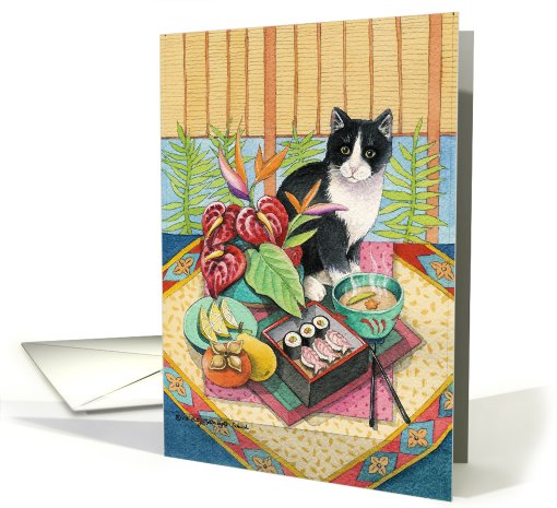 Cat W/Bento Sushi Thank You EK #5 card (371378)