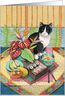 Cat W/Bento Sushi Thank You EK #5 card