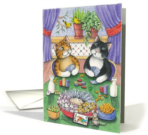 Cats Poker Birthday (Bud & Tony) card (374592)
