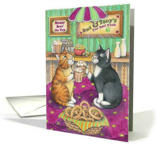 Cats Beer Pub Birthday (Bud & Tony) card (374705)