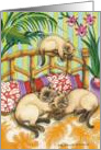 Siamese Cats On Hawiian Quilt Birthday EK #6 card