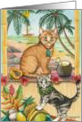 Hawaiian Tabby Cats By The Beach Birthday EK #8 card