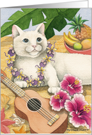 Cat W/Ukulele & Mouse Lei Birthday EK #9 card