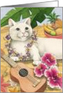 Cat W/Ukulele & Mouse Lei Birthday EK #9 card