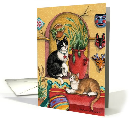 Cats In Mexican Patio Birthday EK #13 card (381514)