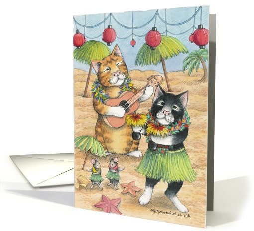 Cats Hula/Ukulele Birthday (Bud & Tony) card (386656)