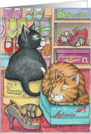Cats Designer Shoes Birthday (Bud & Tony) card
