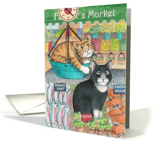 Cats Farmer's Market Birthday (Bud & Tony) card (386695)