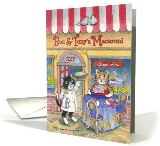 Cats Italian Bistro Birthday (Bud & Tony) card (386702)