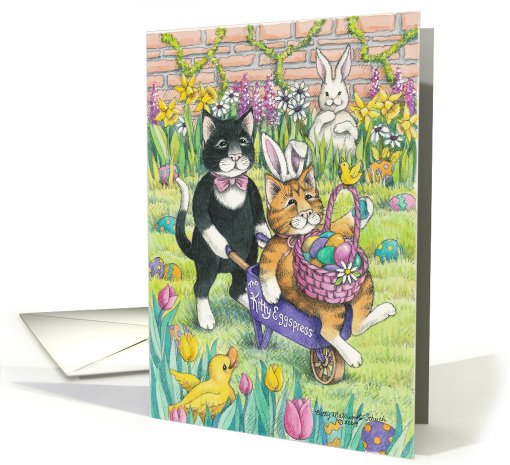 Cats Delivering Easter Eggs (Bud & Tony) card (392415)