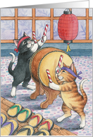 Cats Taiko Drumming Birthday (Bud & Tony) card