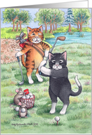 Cats & Mice Golfing Birthday (Bud & Tony) card