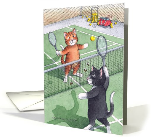 Cats Playing Tennis Birthday (Bud & Tony) card (430254)
