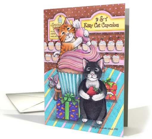 Cats Making Birthday Cupcakes (Bud & Tony) card (459052)