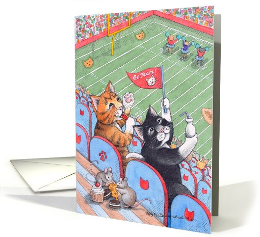 Cats At Football Stadium Birthday (Bud & Tony) card (459059)
