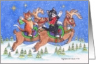 Cats On Flying Reindeer Christmas (Bud & Tony) card