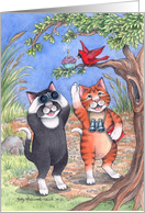 Cats Birdwatching Birthday (Bud & Tony) card